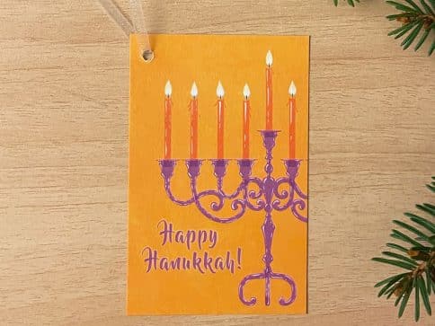 Hanukkah Hanging Gift Tags Orange