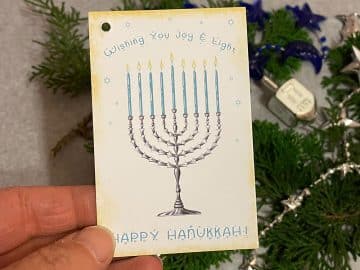 Hanukkah Hanging Gift Tags Blue Candles