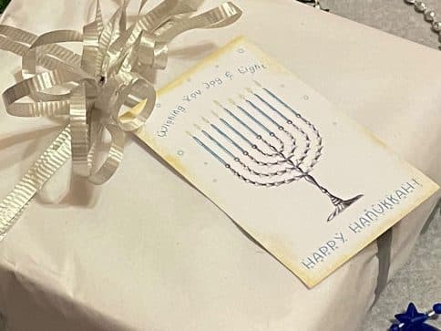 Hanukkah Hanging Gift Tags Blue Candles
