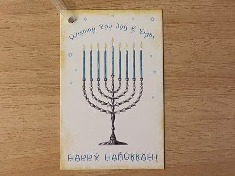 Hanukkah Hanging Gift Tags Blue Candles