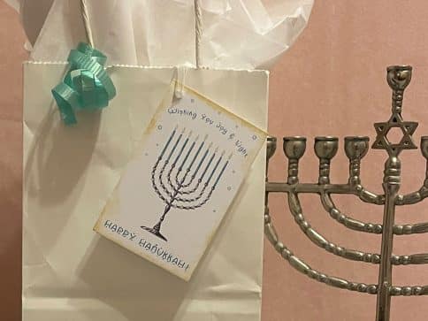 Hanukkah Hanging Gift Tags Blue Candles