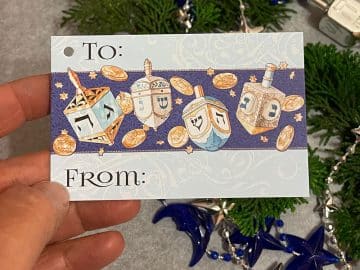 Hanukkah Hanging Gift Tags Blue Dreidels