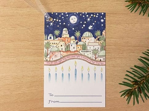 Hanukkah Hanging Gift Tags Jerusalem