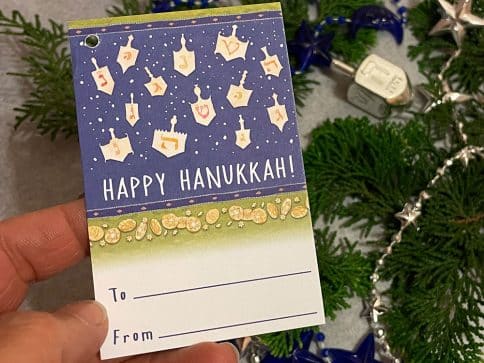 Hanukkah Hanging Gift Tags Dreidels & Gelt