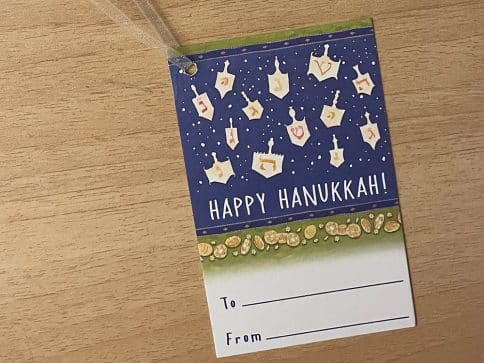 Hanukkah Hanging Gift Tags Dreidels & Gelt