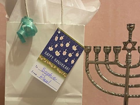 Hanukkah Hanging Gift Tags Dreidels & Gelt