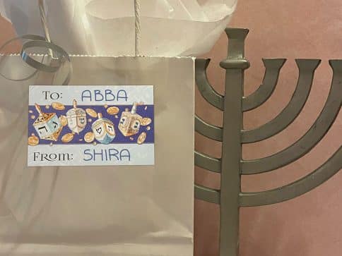Hanukkah Stickers Peel and Stick Labels Blue Dreidels