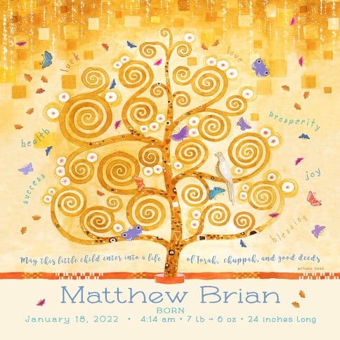 Tree of Life Baby Boy Wall Art by Mickie Caspi