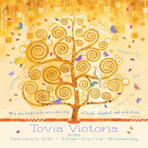 Tree of Life Baby Girl Wall Art by Mickie Caspi