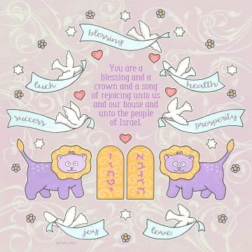 L'il Lions Baby Girl Blessing Wall Art by Mickie Caspi Blush