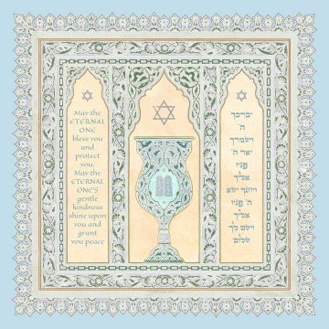 Classic Baby Boy Blessing Wall Art by Mickie Caspi Baby Blue
