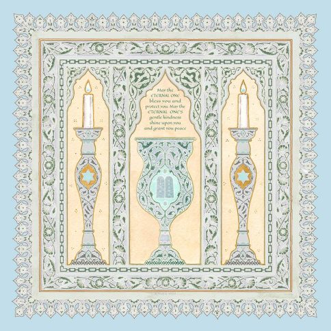 Classic Baby Child Blessing Wall Art by Mickie Caspi Baby Blue