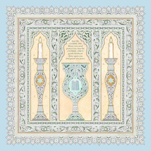 Classic Baby Child Blessing Wall Art by Mickie Caspi Baby Blue