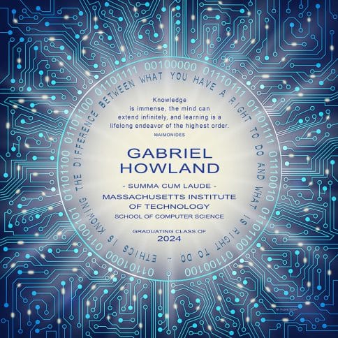 Tech Graduation Gift Motherboard Electric Blue by Mickie Caspi