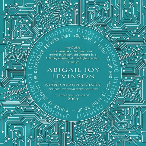 Tech Graduation Gift Motherboard Aqua by Mickie Caspi