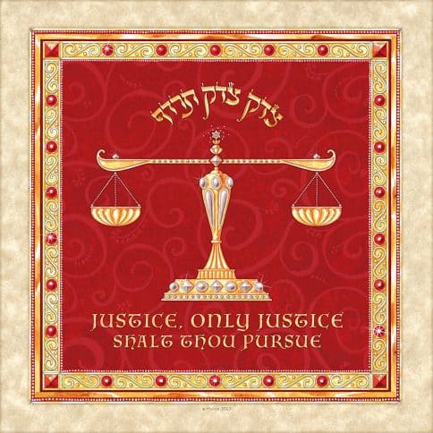 Lawyers Creed Jewelled Scales Professions Gift by Mickie Caspi RED English & Hebrew