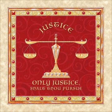 Lawyers Creed Jewelled Scales Professions Gift by Mickie Caspi RED English Only