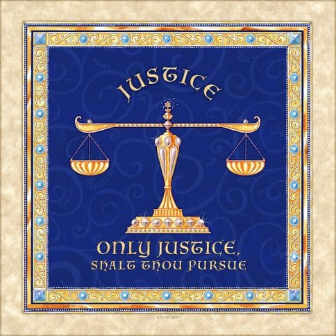 Lawyers Creed Jewelled Scales Professions Gift by Mickie Caspi BLUE English Only