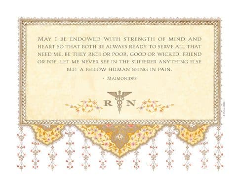 Nurse Prayer Floral Arabesque by Mickie Caspi SAND