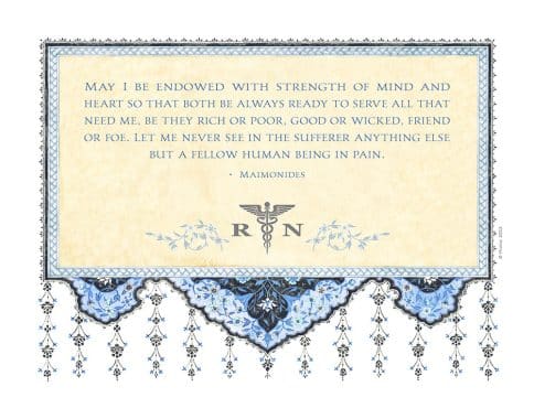 Nurse Prayer Floral Arabesque by Mickie Caspi POND
