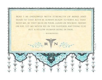 Nurse Prayer Floral Arabesque by Mickie Caspi AQUA