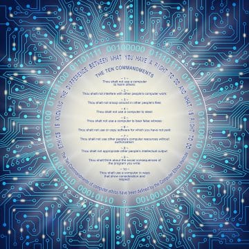 Tech Motherboard Electric Blue Gift by Mickie Caspi - Ten Commandments