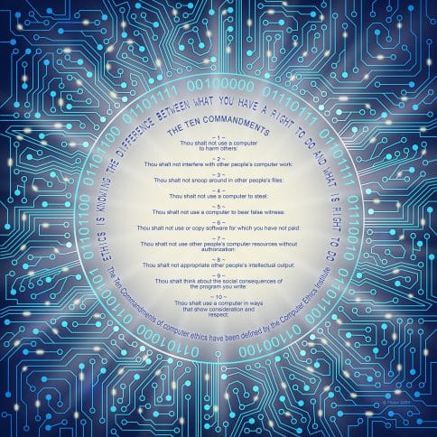 Tech Motherboard Electric Blue Gift by Mickie Caspi - Ten Commandments