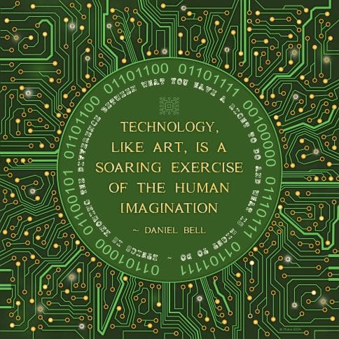 Tech Motherboard Electric Green Gift by Mickie Caspi - Technology