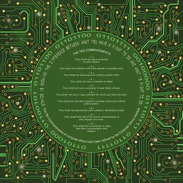 Tech Motherboard Electric Green Gift by Mickie Caspi - Ten Commandments